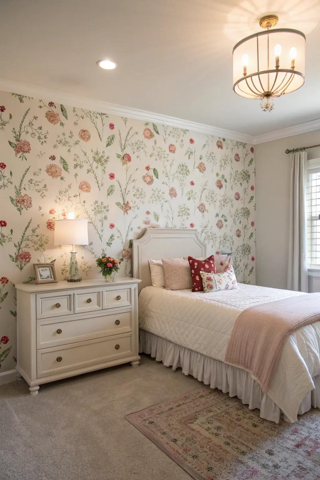 Wall covering that enlivens the space with its dynamic pattern.