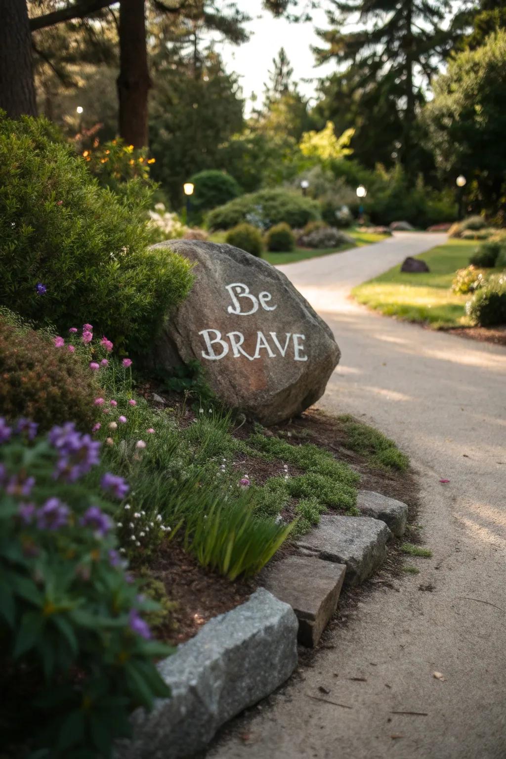Encourage optimism with stones bearing inspirational words.