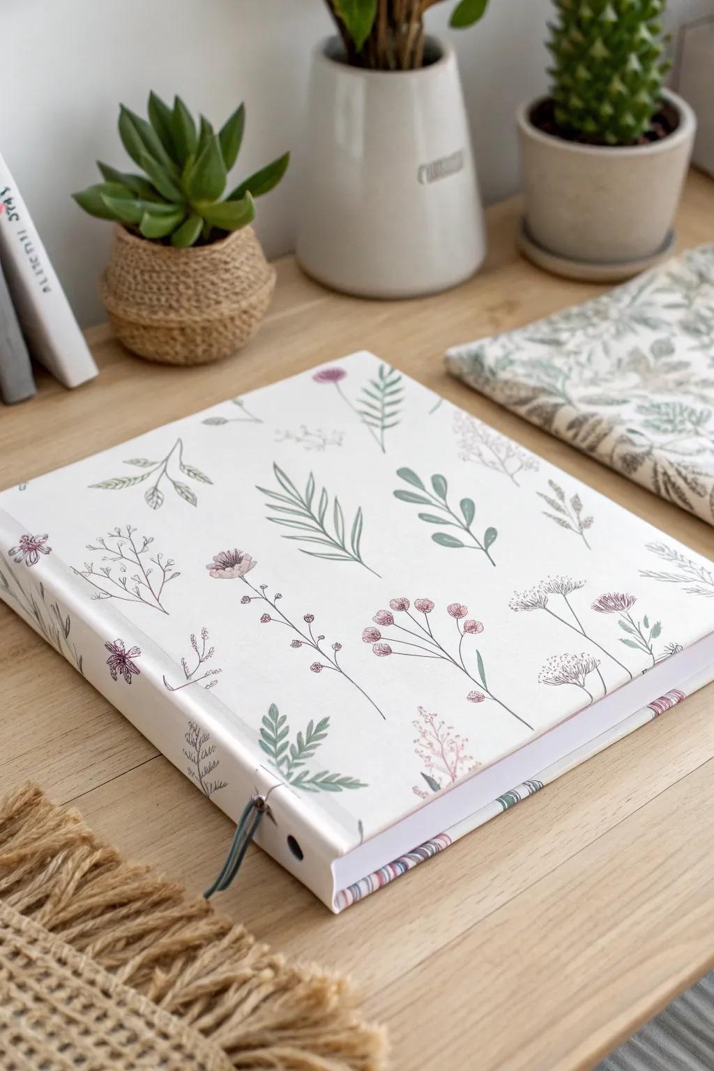 Immerse yourself in nature with every note: A binder that blossoms with minimalist floral charm.