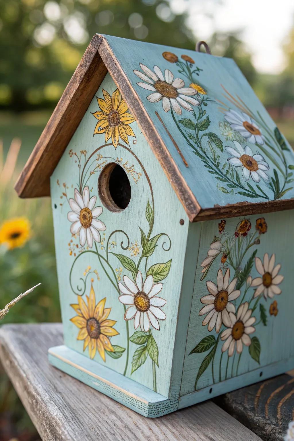 Infuse your garden with a perpetual sense of renewal with this exquisitely designed floral birdhouse.