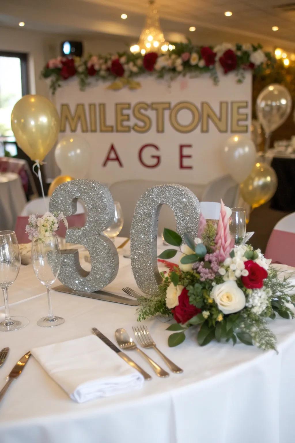 Emphasize major birthdays using radiant digits that create a striking impression.
