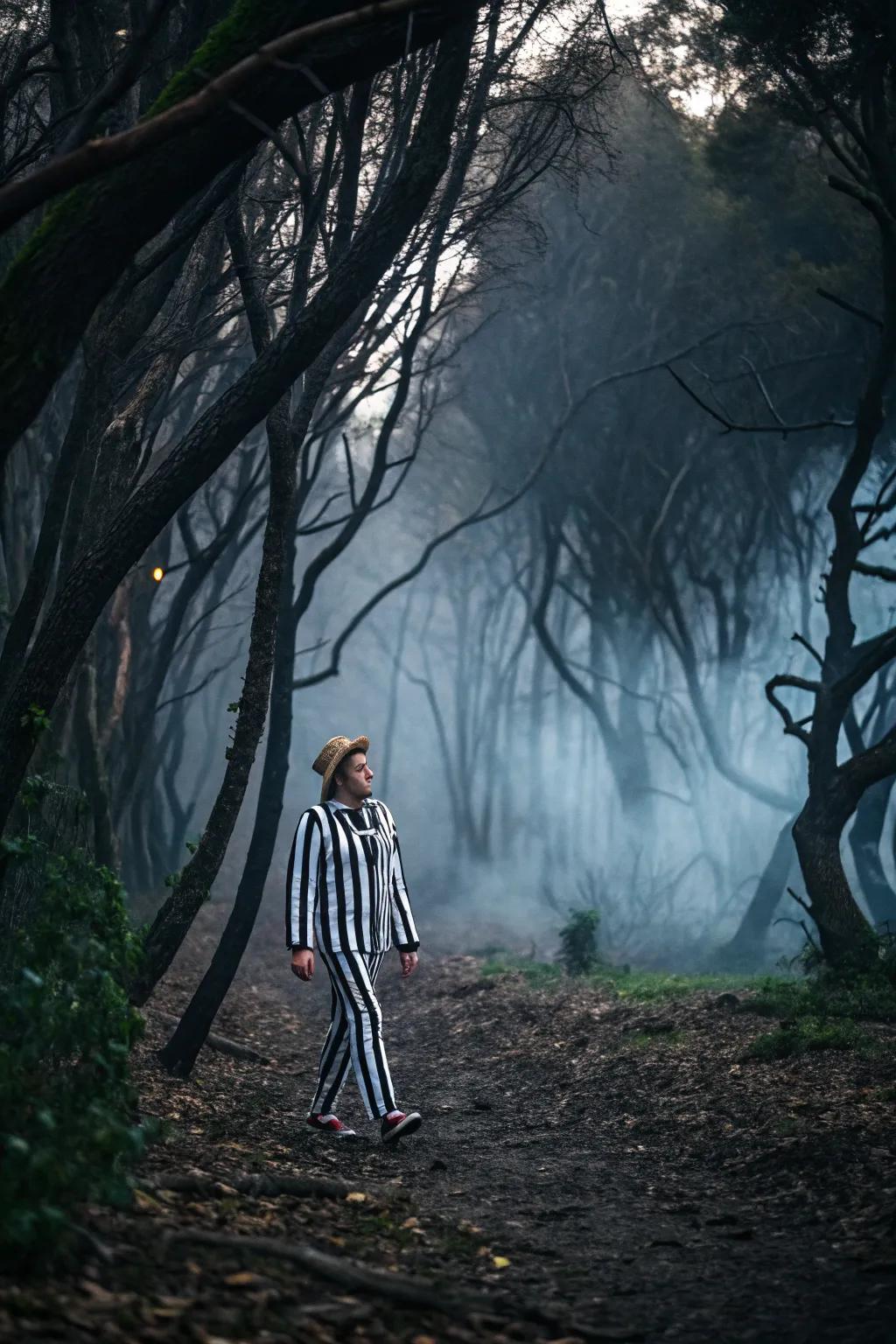 Stand out this Halloween with bold black and white stripes inspired by Beetlejuice.