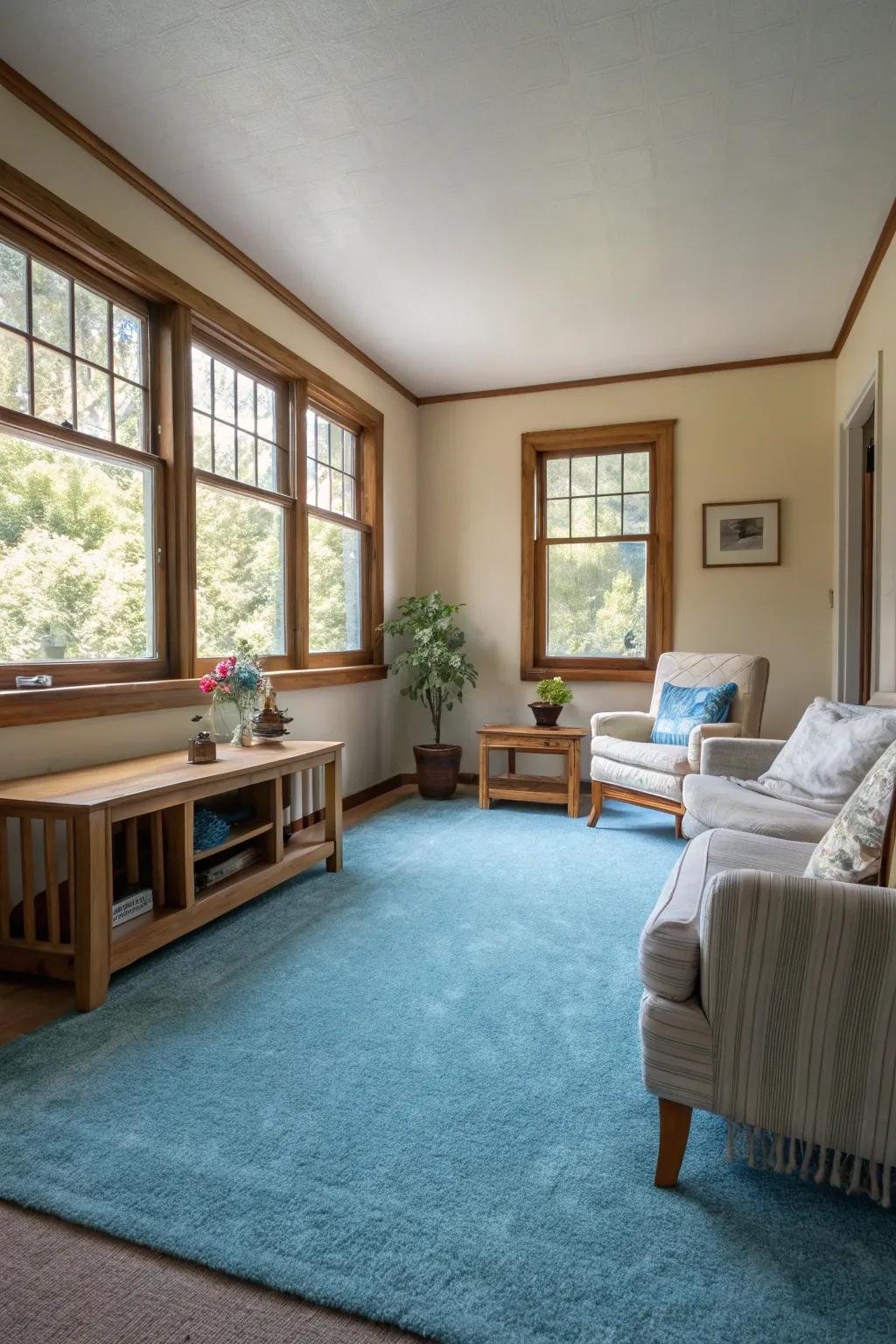 Azure rugs birth an airy, commodious sensation, optimal for snug areas.