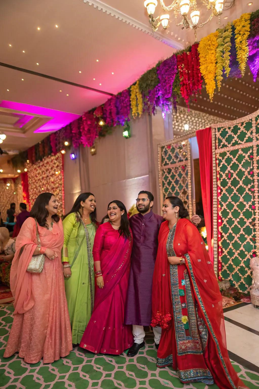 Guests in traditional attire add authenticity and fun to the theme.