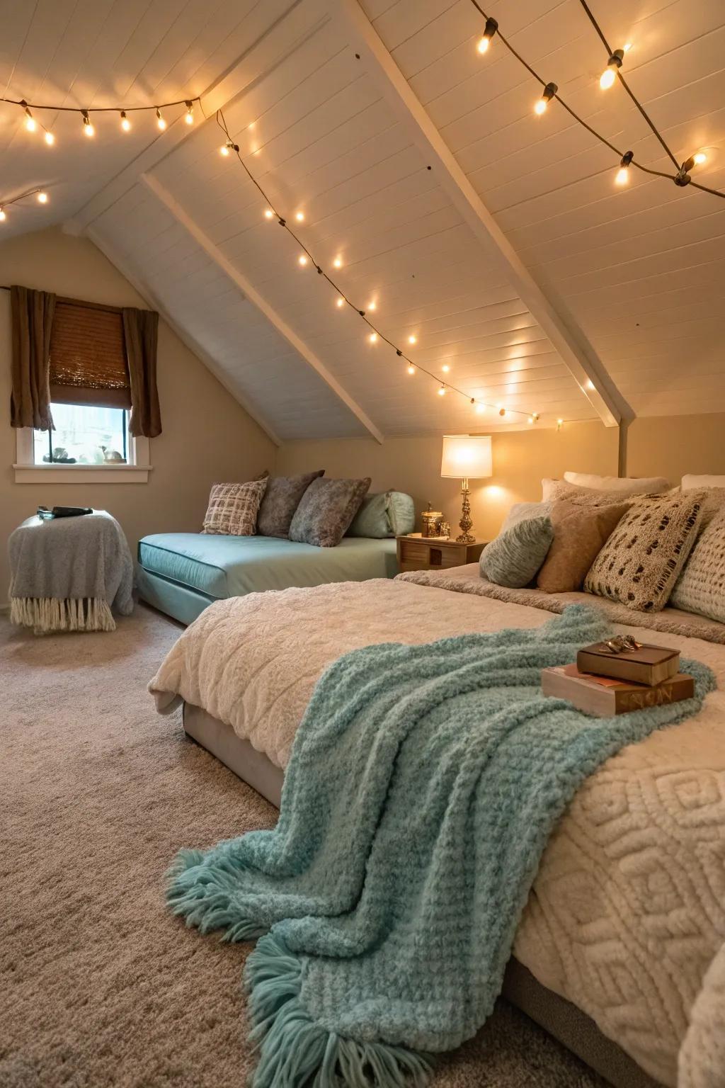 Soft lighting and sumptuous fabrics create a cozy, inviting haven.