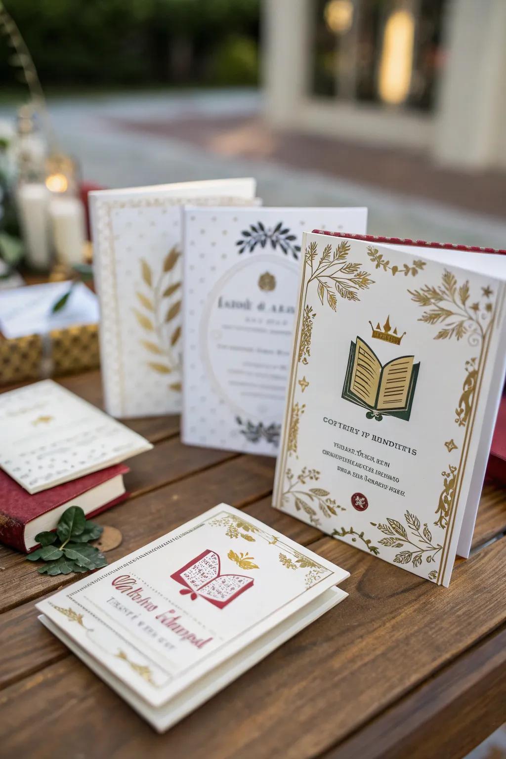 Set the mood with imaginative, literary-themed invitations.