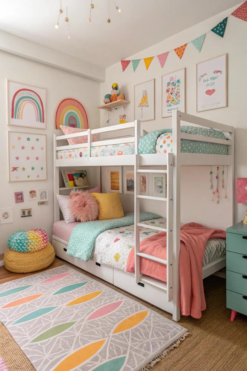 Multi-story beds are excellent for saving space and bringing a sense of fun to any shared room.