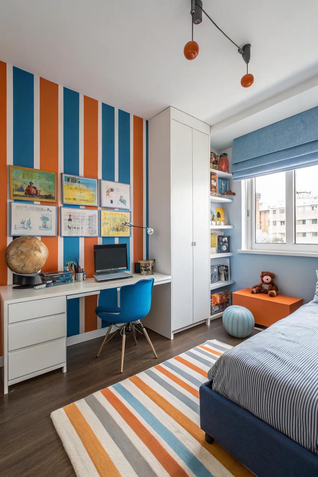 Add excitement with geometric pattern walls.