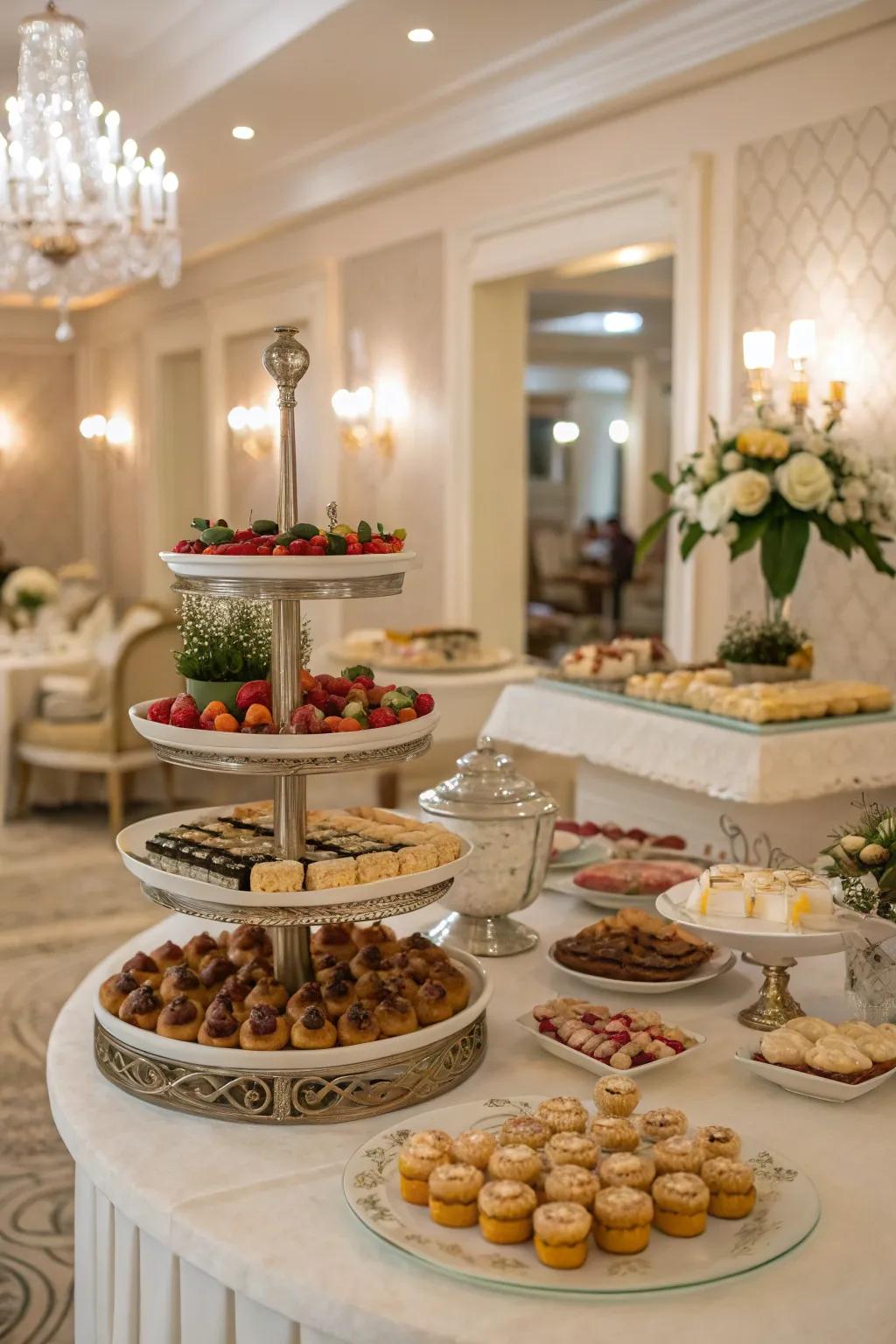 Create visual appeal with staged style using multi-level stands.