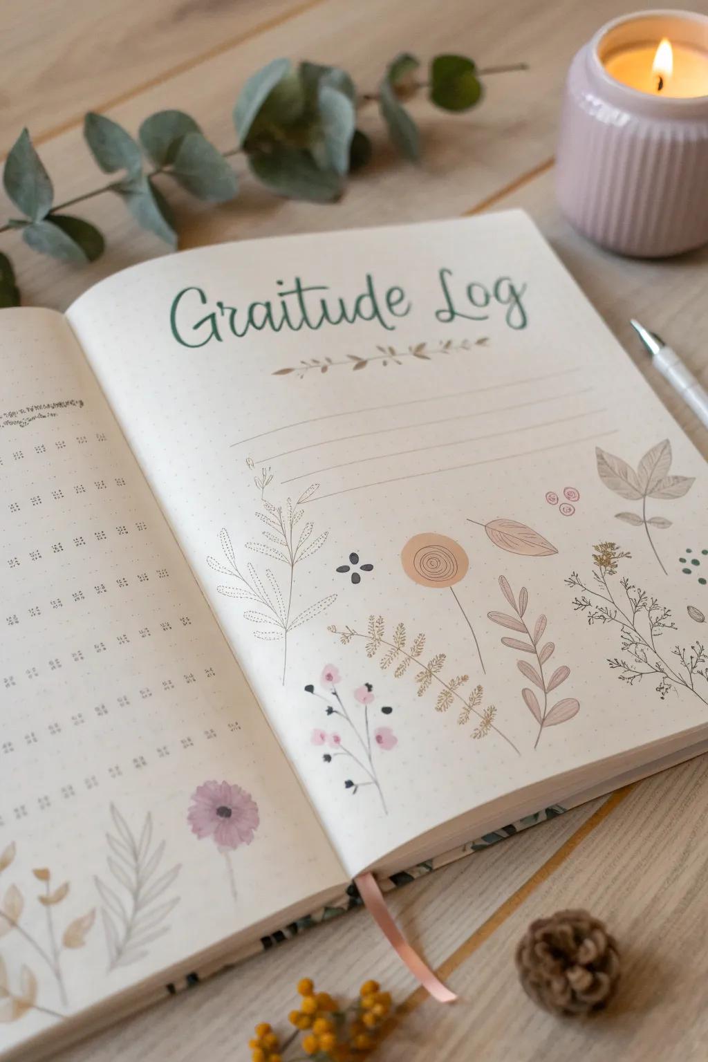 Capture the beauty of gratitude with minimalist design. #GratitudeLog #MinimalistJournaling