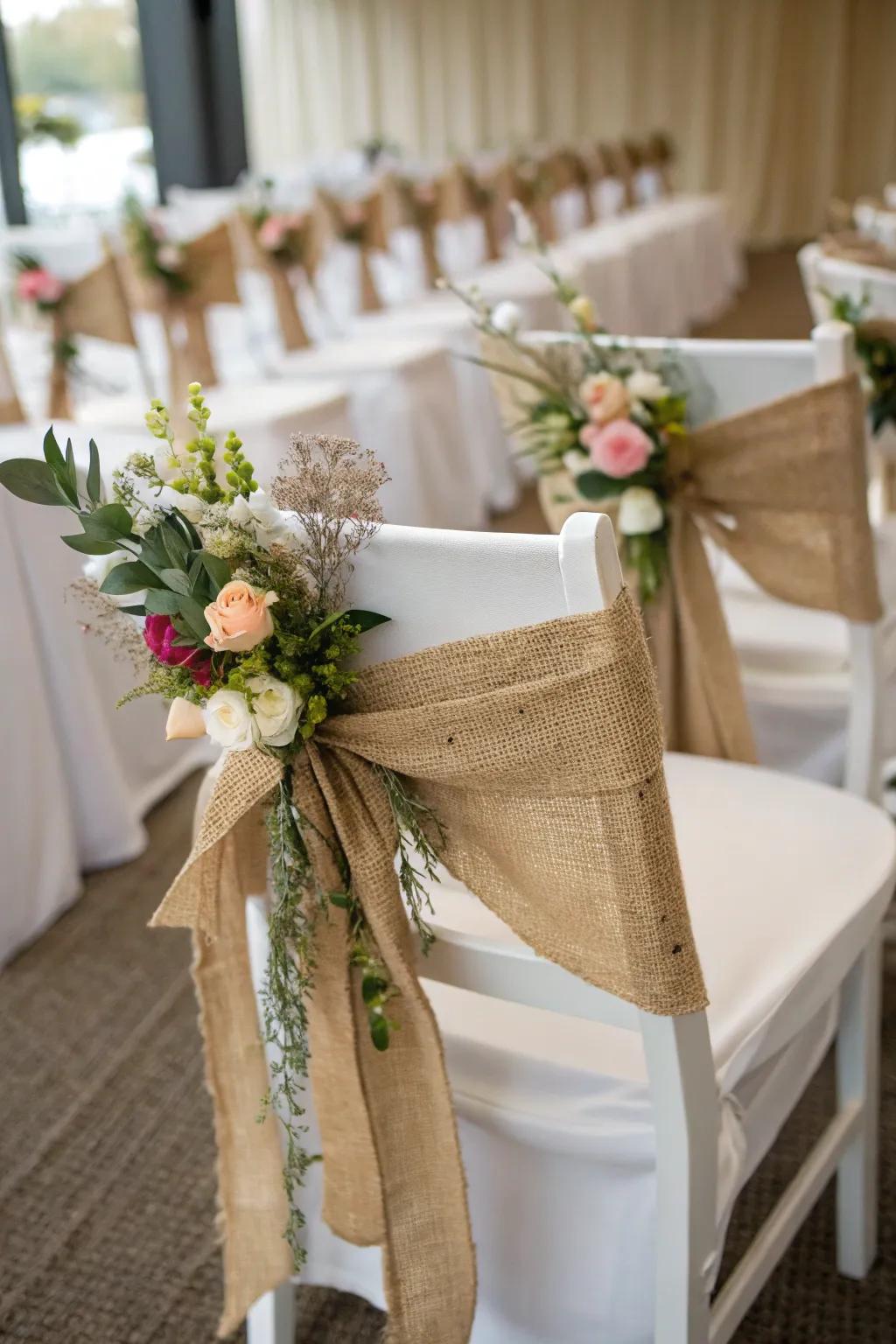 Transform your chairs with hessian ties for an instant countryside upgrade.