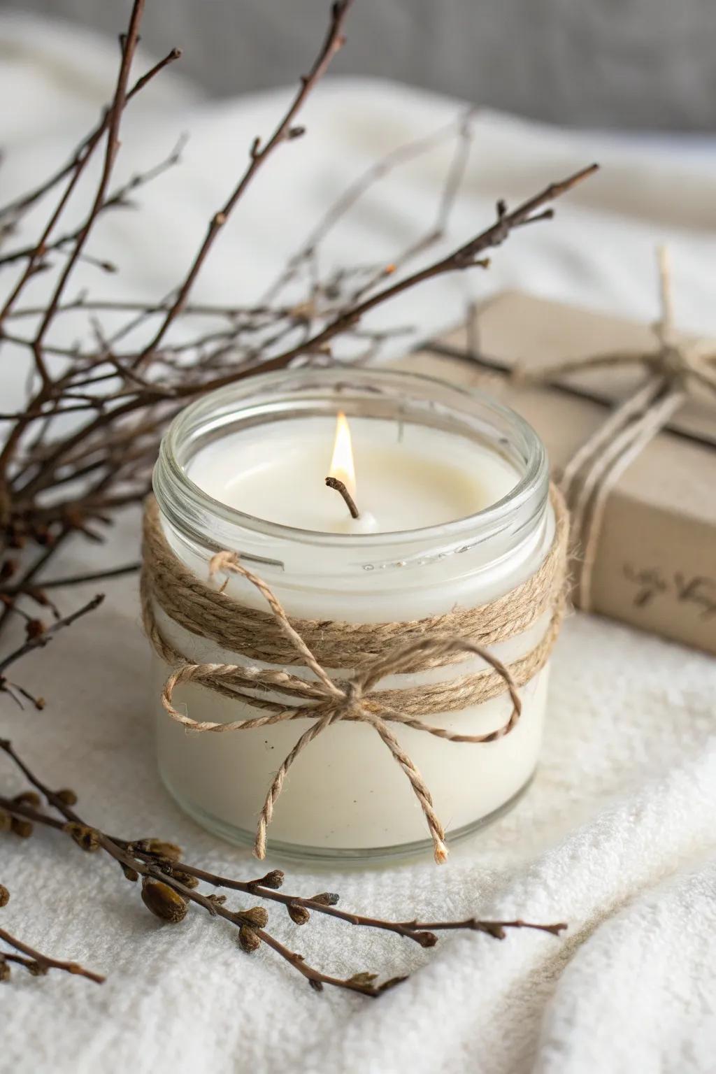 Usher a hint of the timberland indoors via twig and fiber-clad candle containers. #ScandiBoho #NaturalBeauty