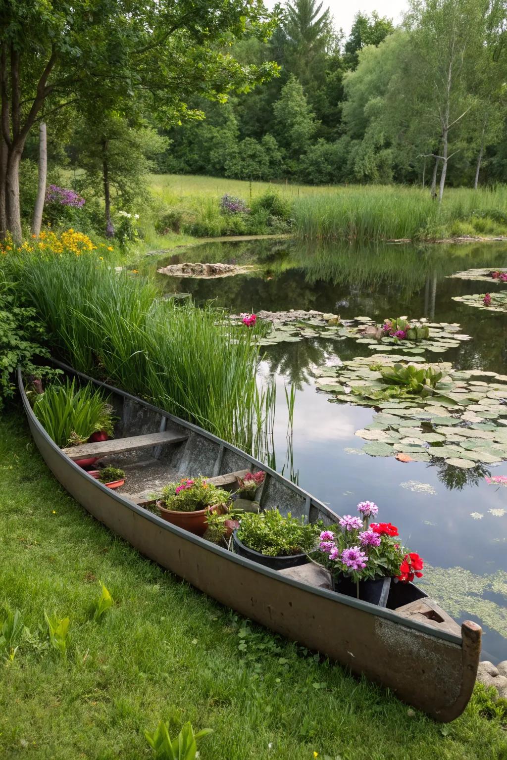 Amplify your garden's natural allure by placing your planter near water.