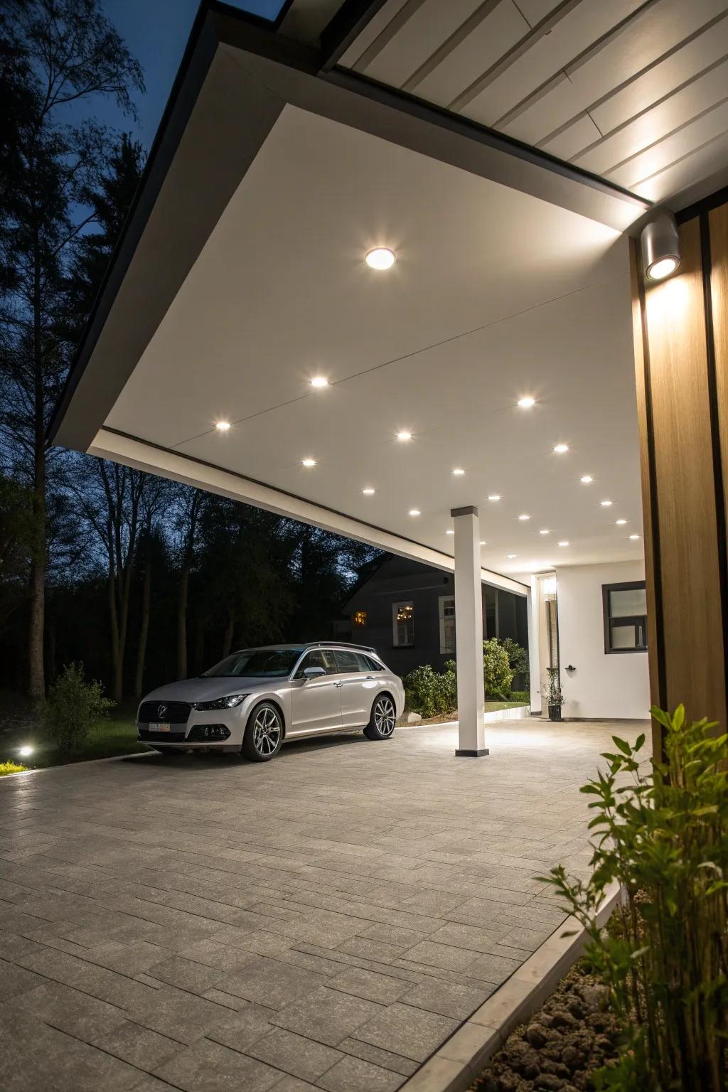 Built-in lighting maintains your carport's streamlined and bright appearance.