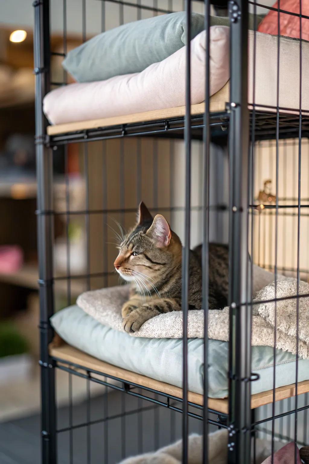 Padded ledges create an inviting resting place for your furry companion.