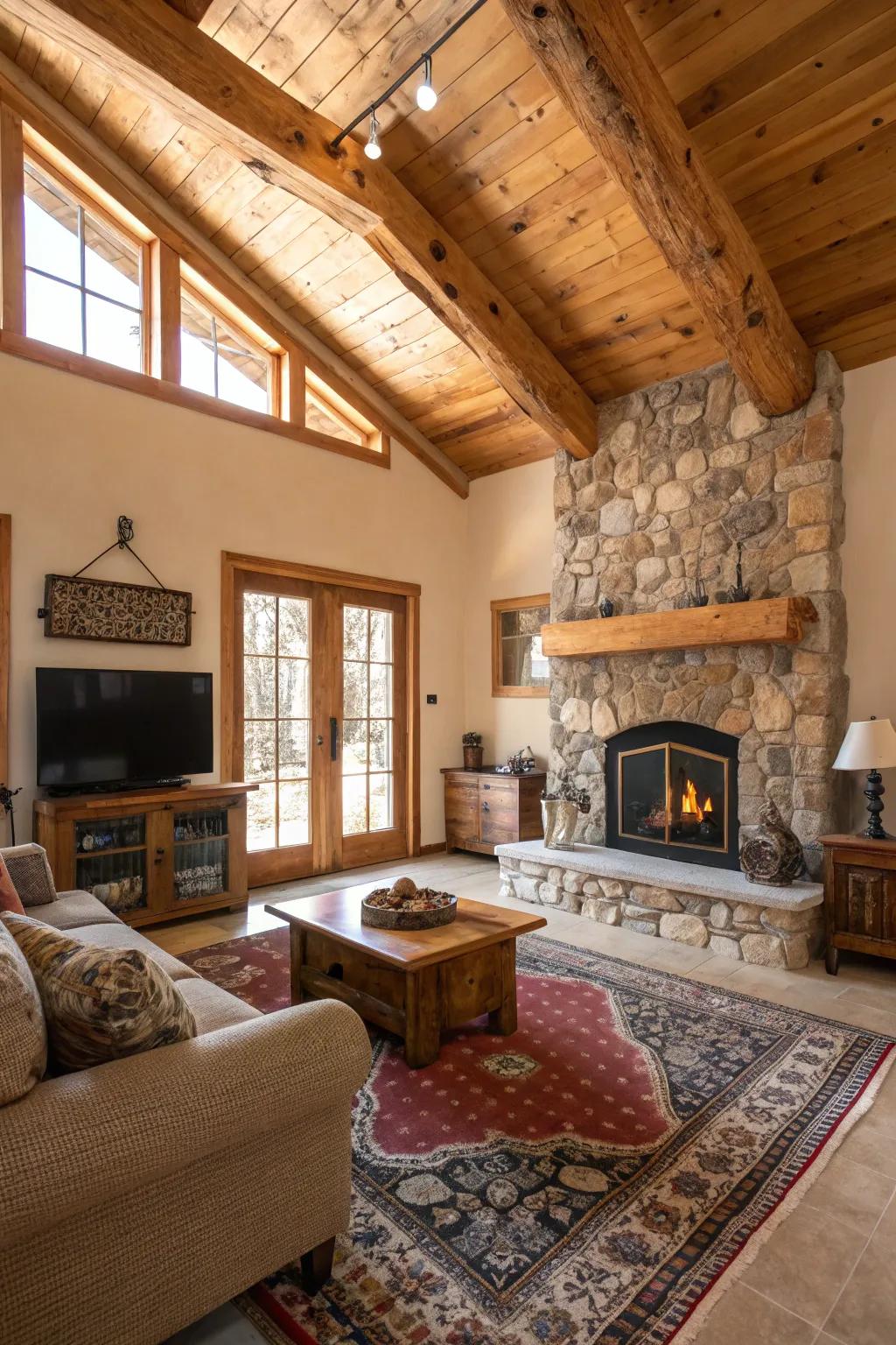 Introduce warmth and individuality with visible timber supports.
