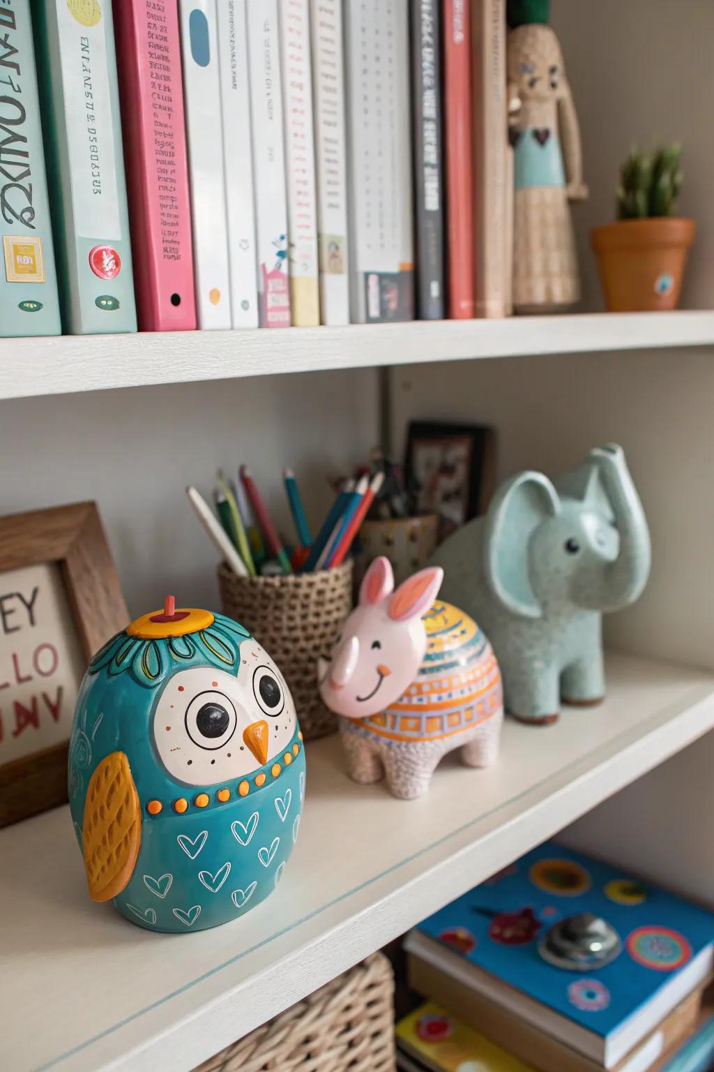 Small ceramic sculptures provide a fun accent to any setting.