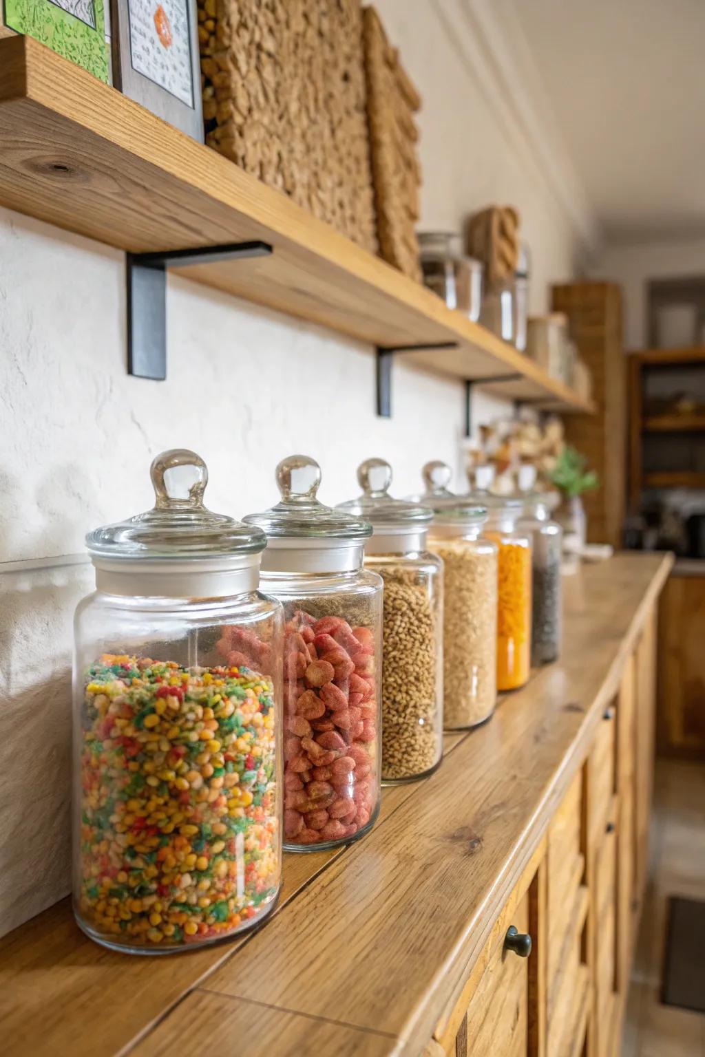 Glass pots add elegance and simplify cereal rotation.