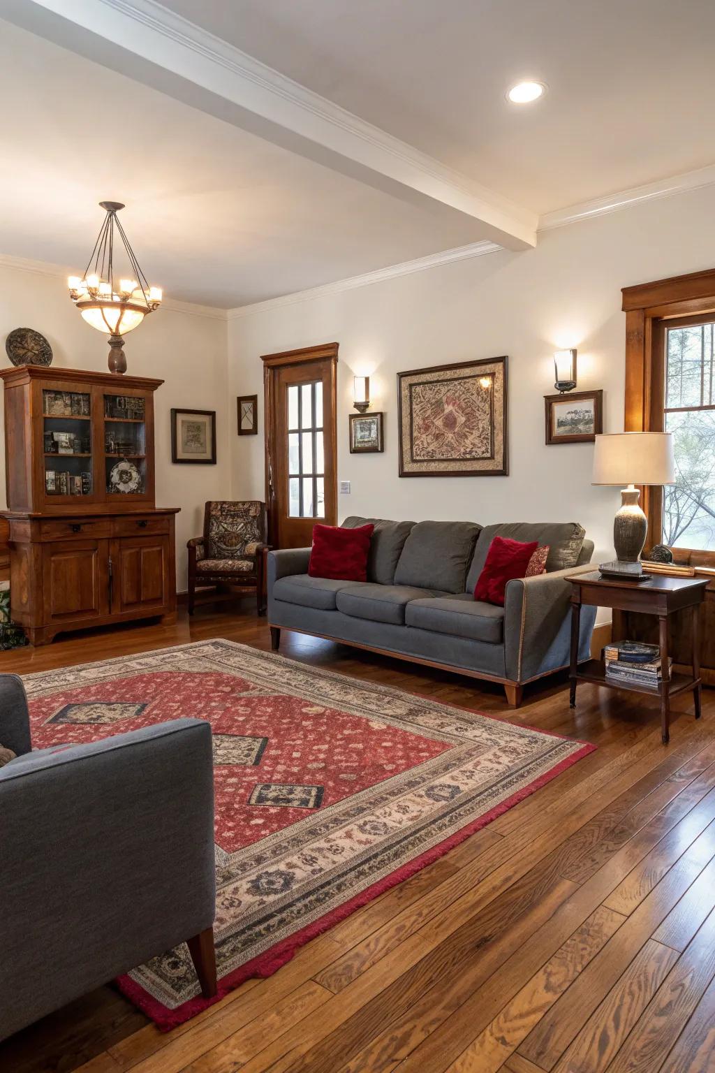 An elegant combination of modern and classic features on polished redwood.