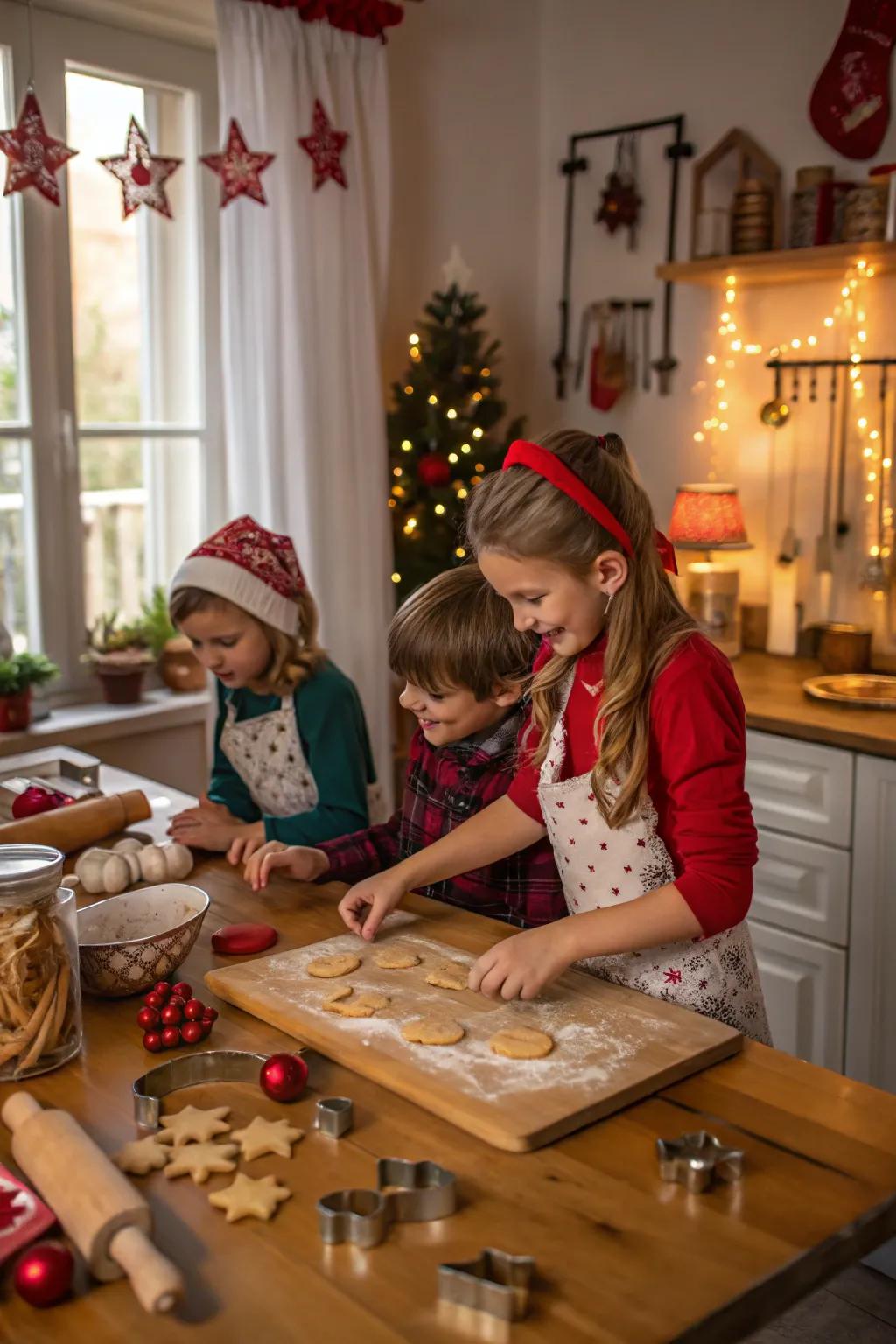 Children experiencing the joy of preparing holiday pastries.