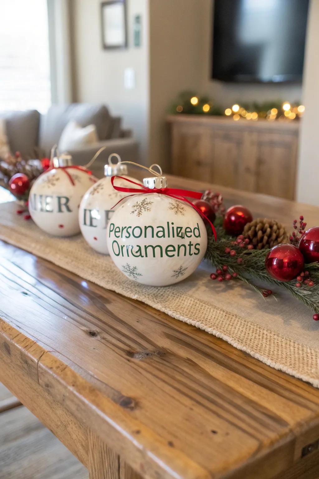 Bespoke baubles make for unforgettable table keepsakes.