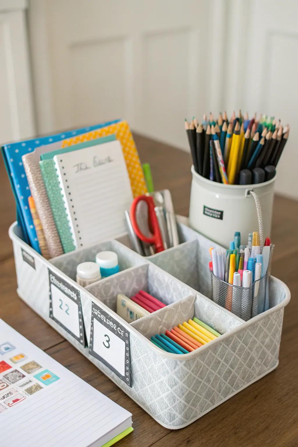 Marked organizer sections for systematized keeping