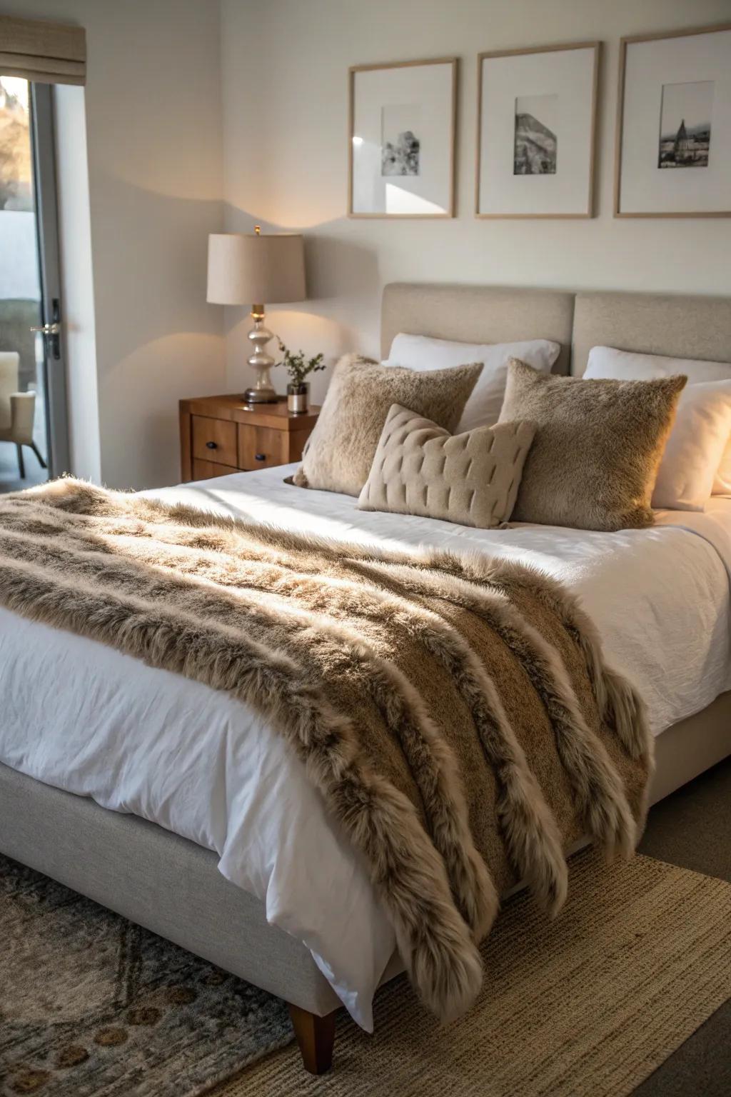 Lush materials bring warmth and comfort to the bedroom.