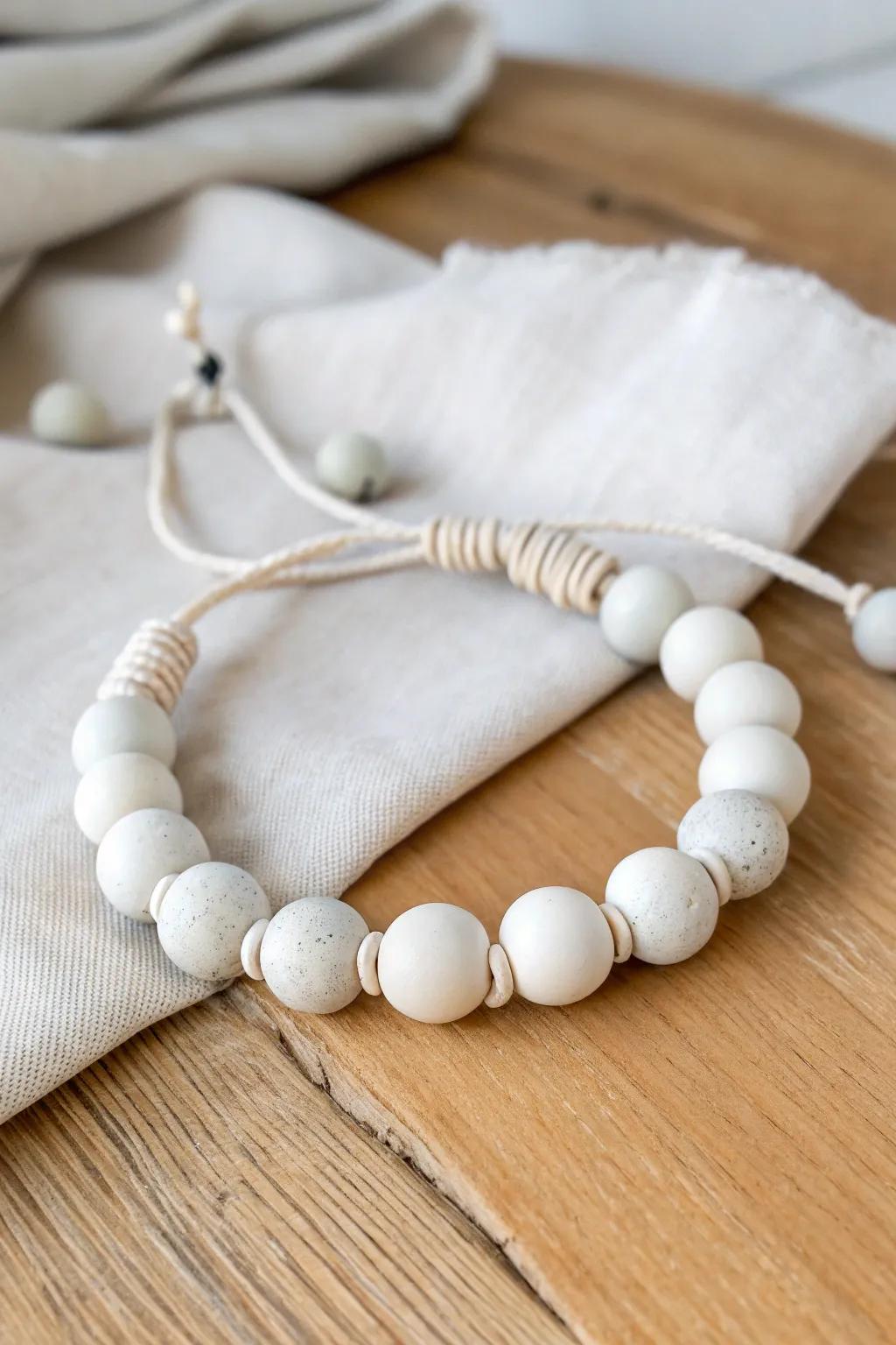 Appreciate the beauty of simplicity with this single-color clay bead bracelet, a subtle element of minimalist charm for any look.