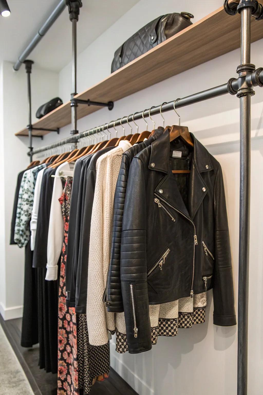 Urban tubes contribute a modern, edgy feel to closet design.