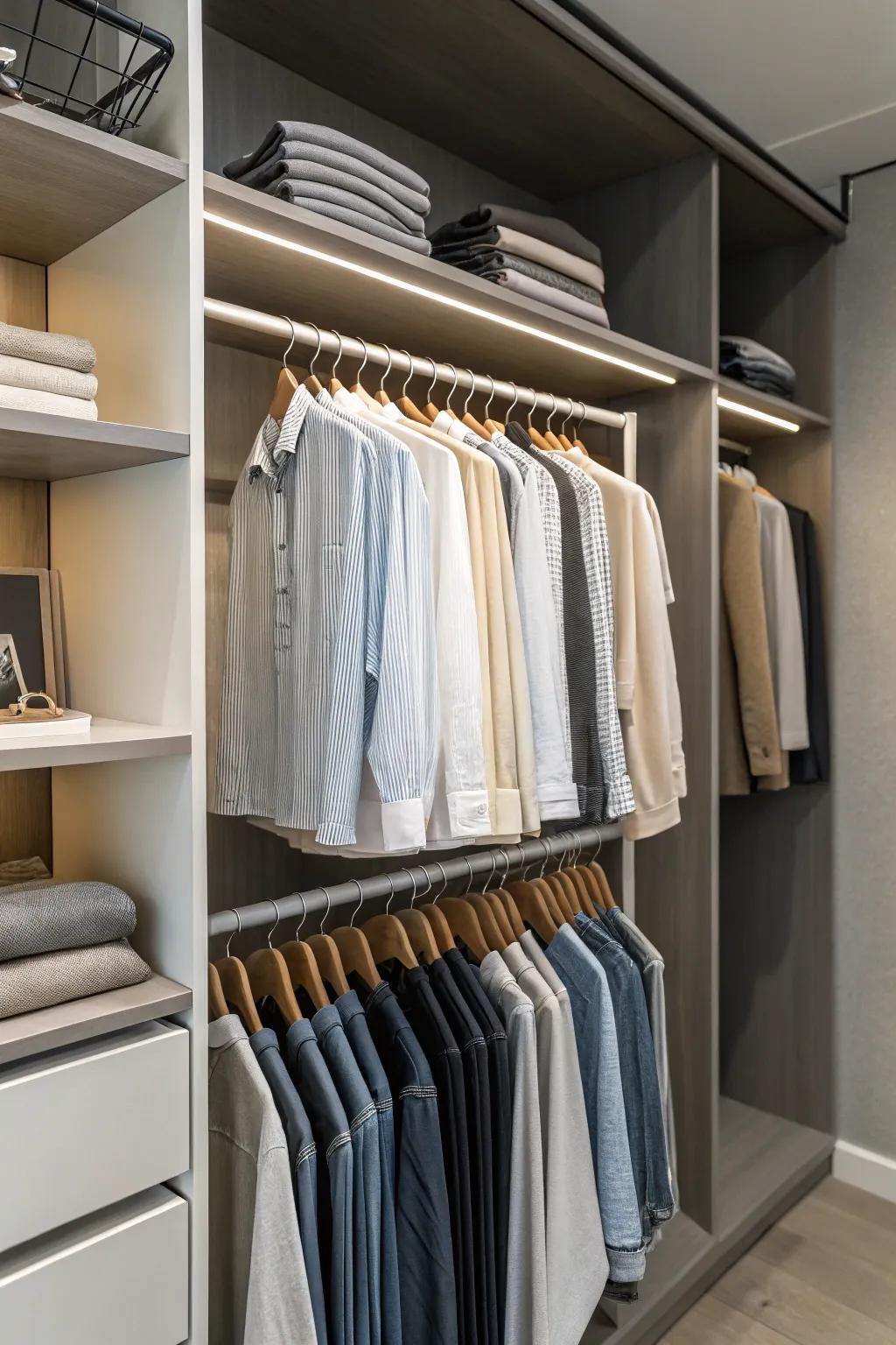 Streamlined hangers unlock extra closet space.