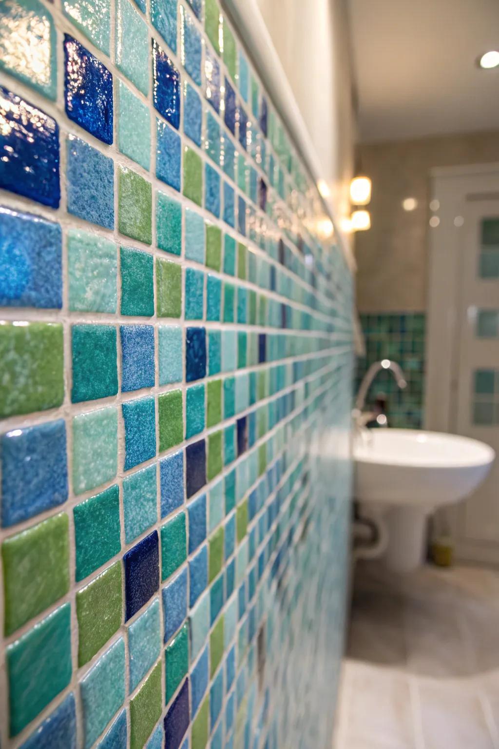 Mosaic tiles infuse your home with a glimmer reminiscent of the ocean's radiance.