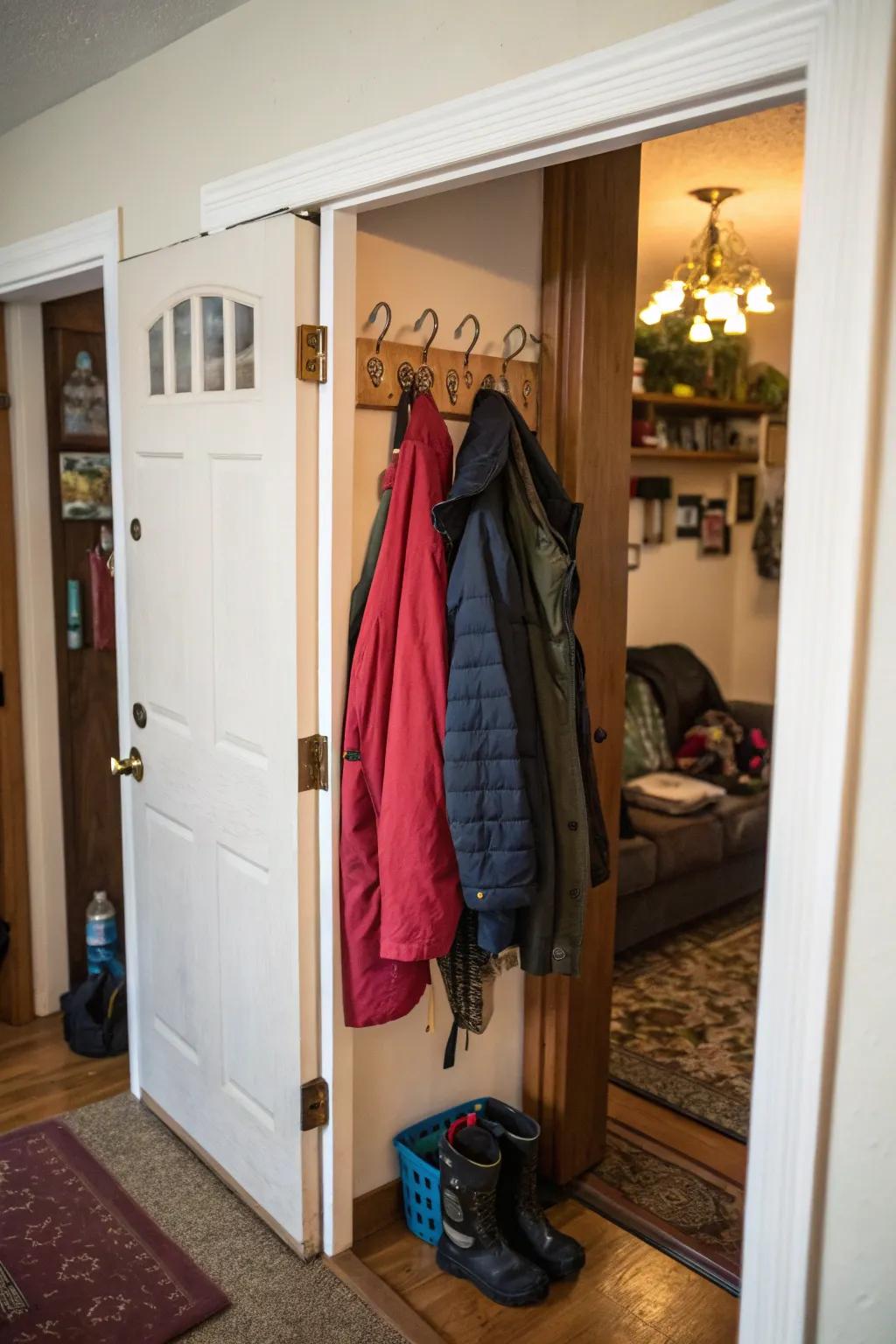 An efficient system that hangs over the door, optimizing storage capabilities.