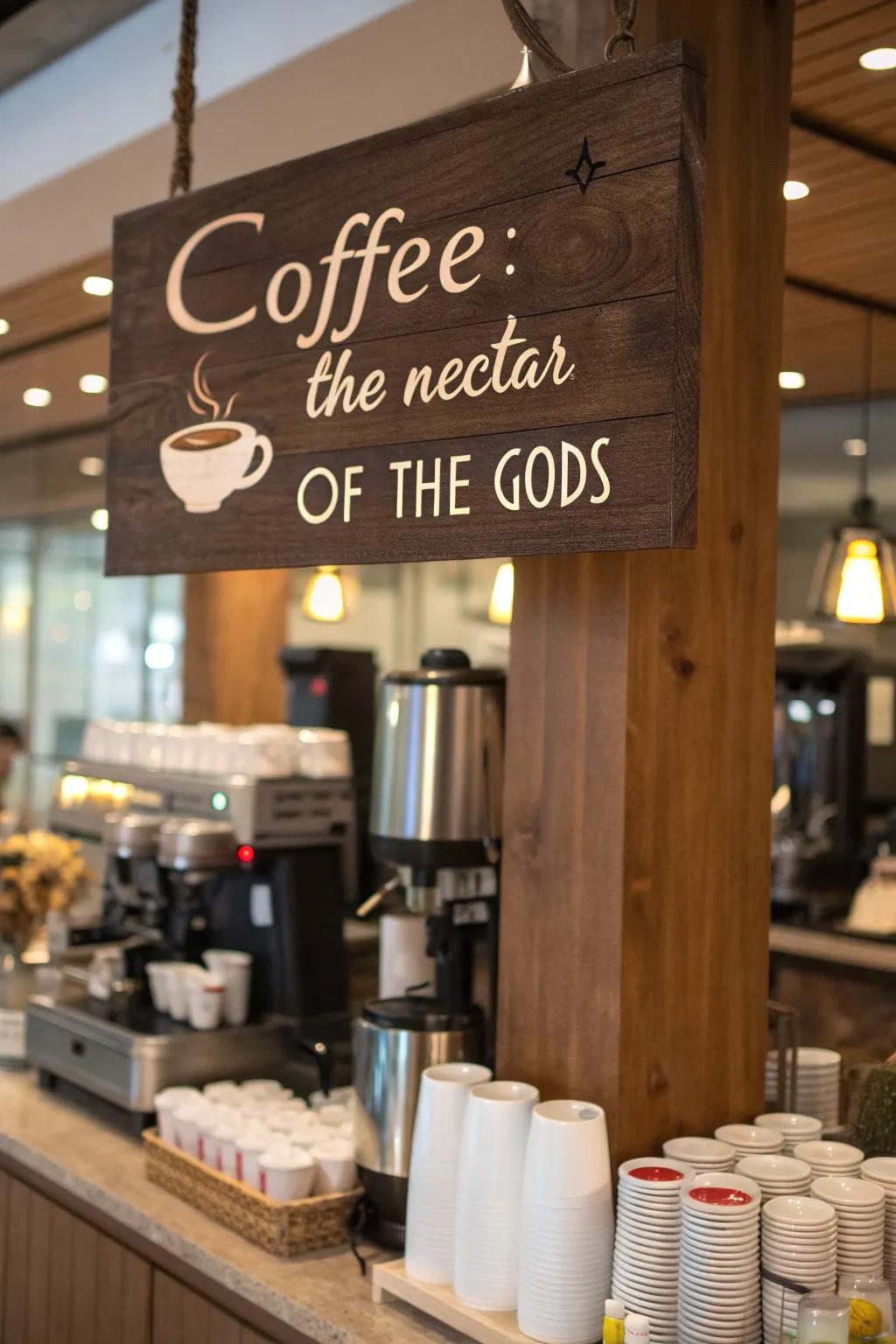 A customized plaque enriches your coffee corner.