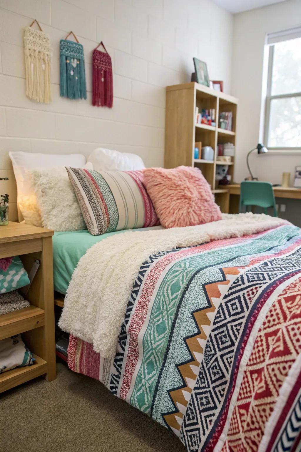 Design an oasis of relaxation with layered linens.