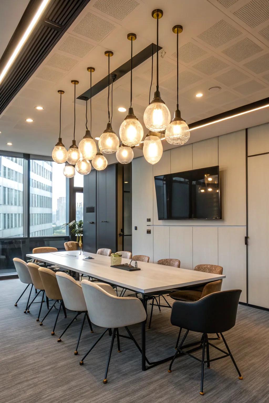 Modern lighting solutions infuse sophistication and warmth.