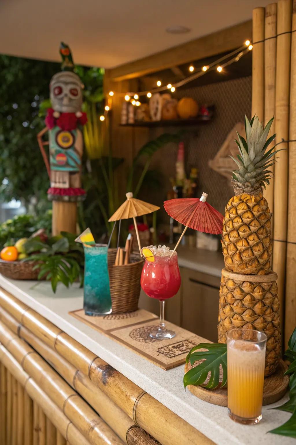 Bring the coastline to your home with a bar themed around a tropical ambiance.