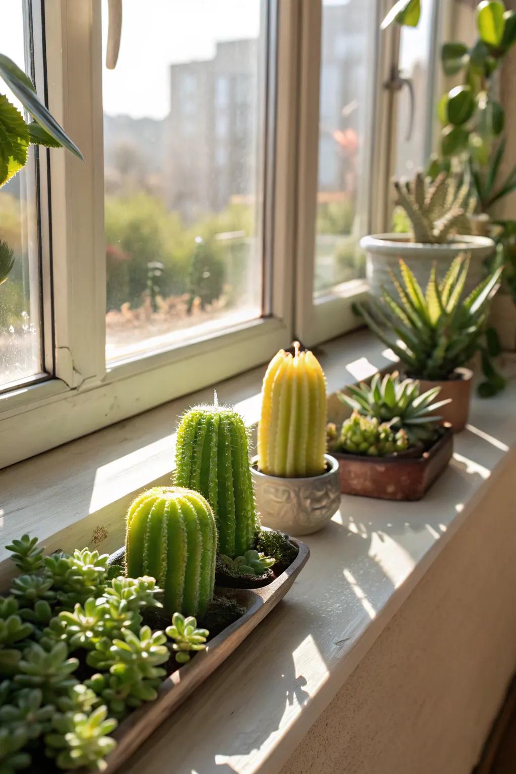 Cactus-shaped candles introduce an element of playful charm to your area.