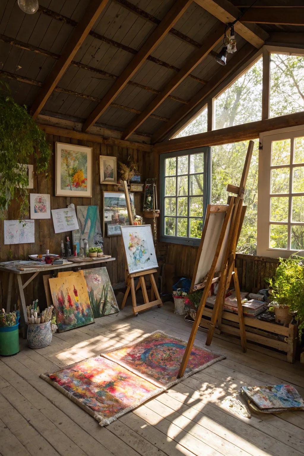 Unleash your creativity in a shed art studio.