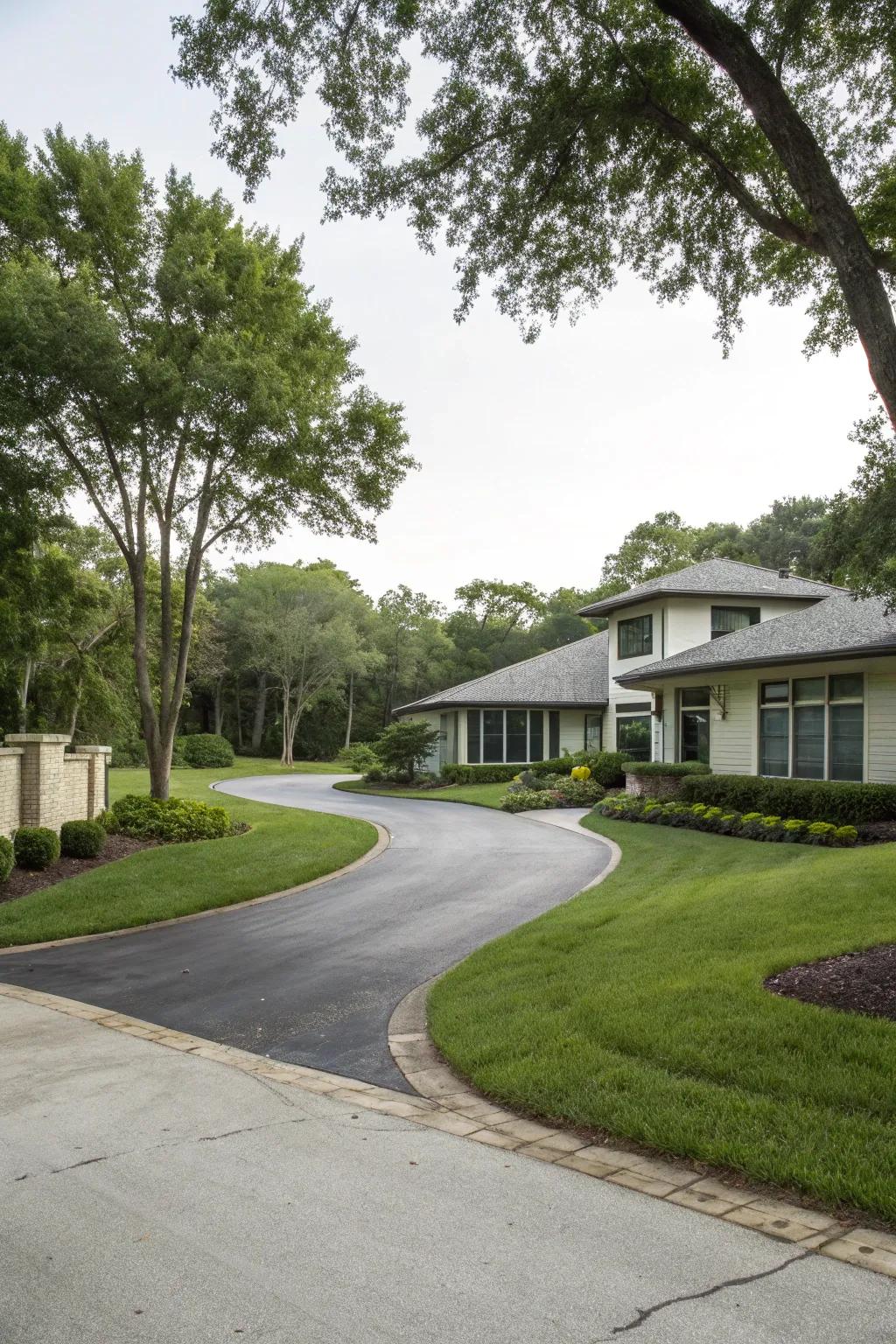 A driveway featuring double access points for superior convenience.