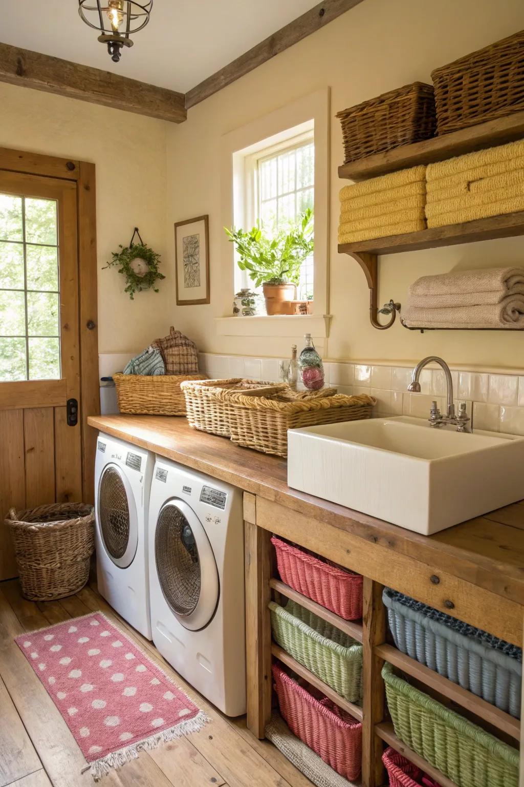 Wood surfaces offer a welcoming, pleasant workspace.