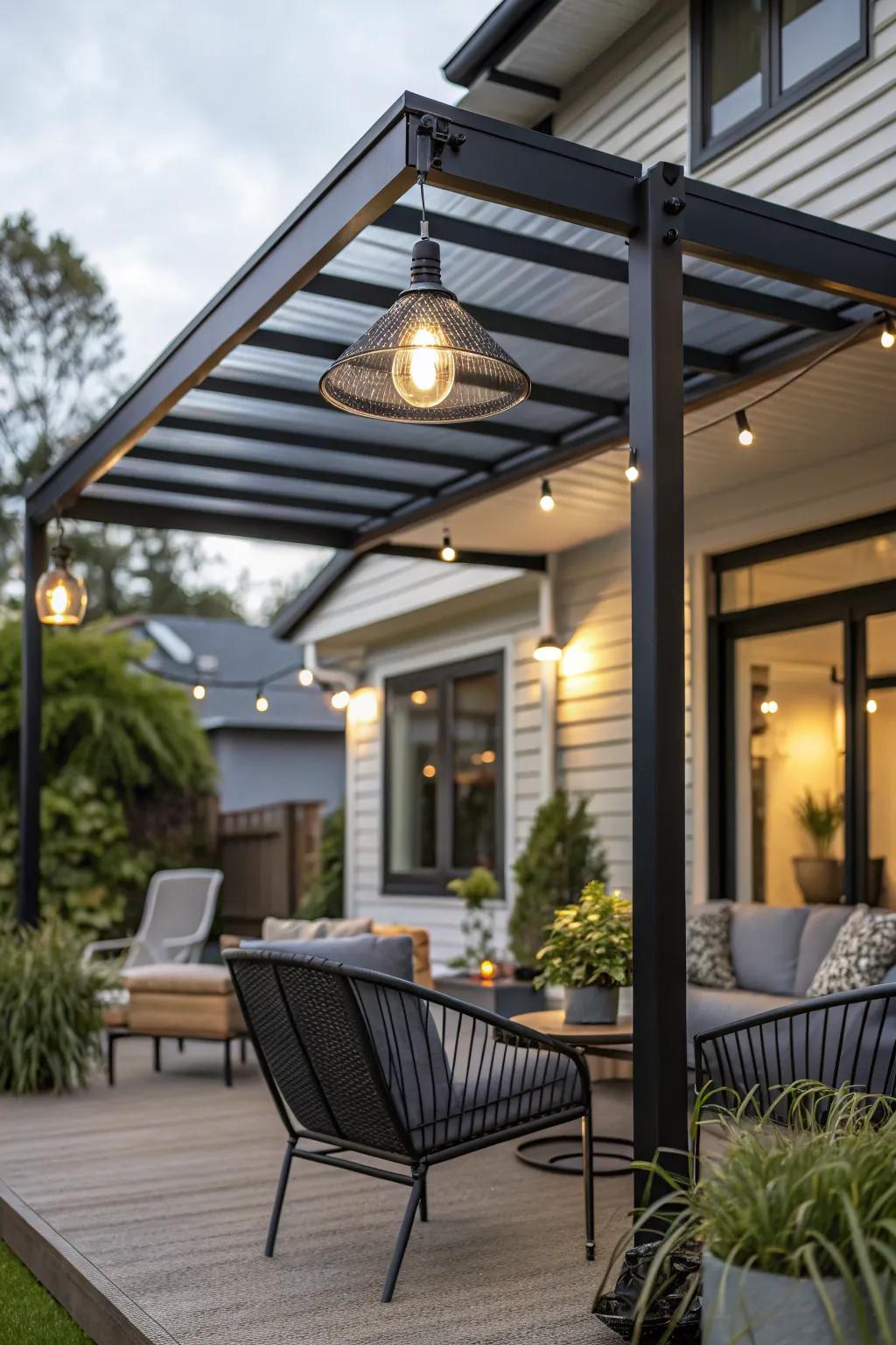 Elevate your patio with a revitalized steel sunshade, presenting a polished and chic look.