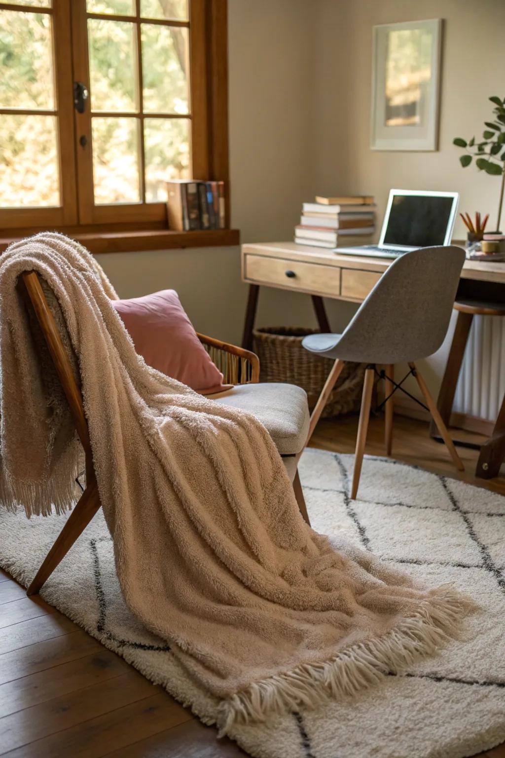 Soft textures bring warmth and comfort to your workspace.