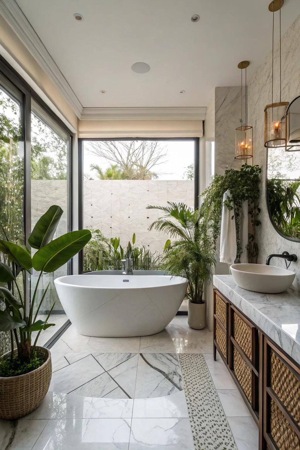A stand-alone tub can serve as a luxurious highlight in your restroom.