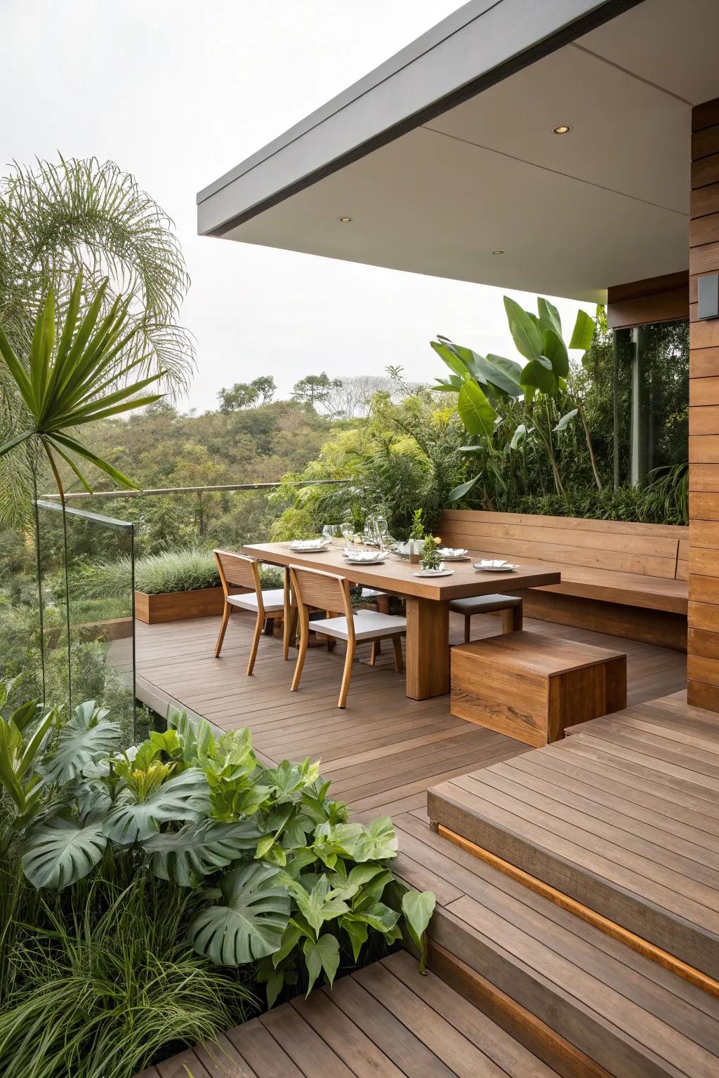 Integrated seating enhances both style and functionality.