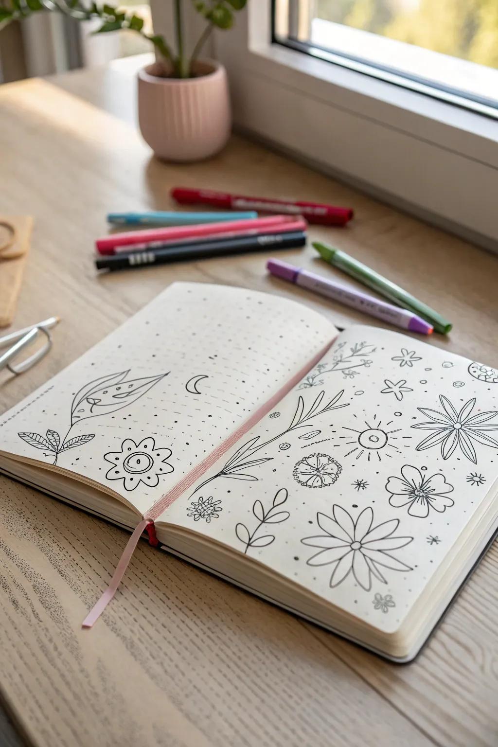Embrace your creativity with playful sketches that add life to your journal.