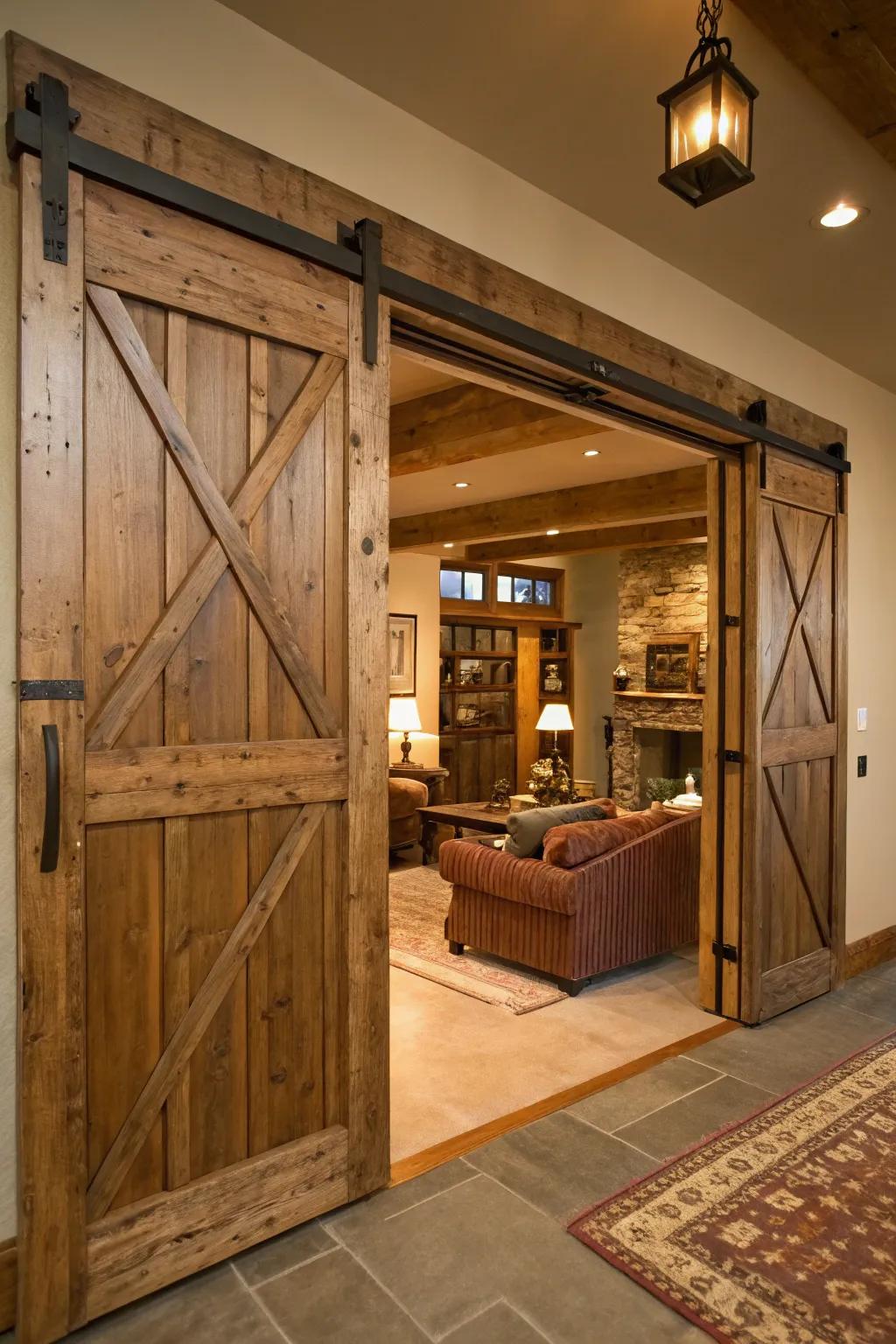 Incorporate country charm with traditional barn doors.
