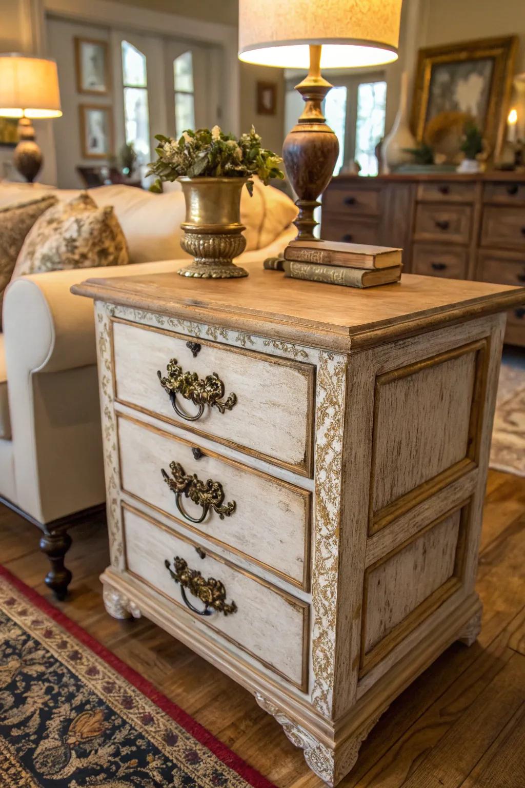 Alluring vintage drawers with ornate accents transport history into your home