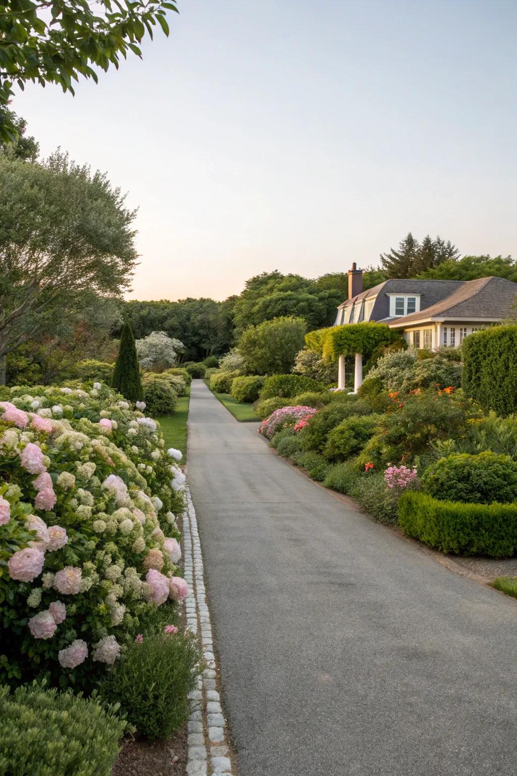 Realize a scenic aesthetic by linking your driveway with garden areas.