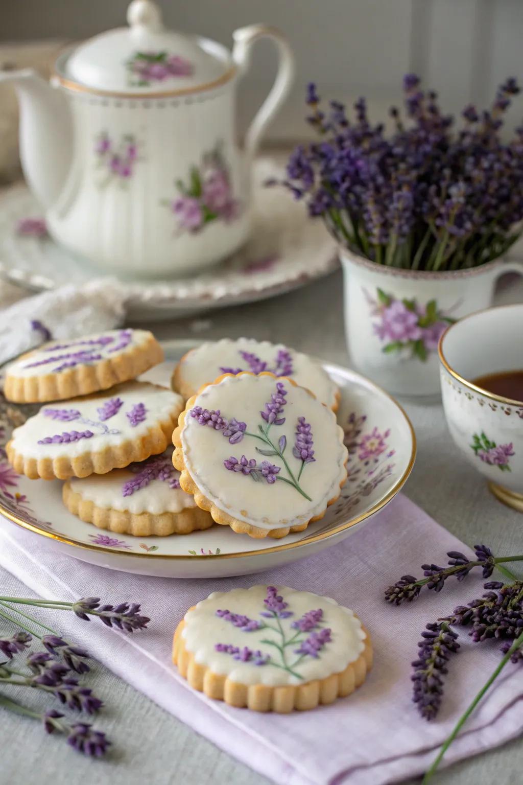 Lavender fantasy biscuits ideal for a peaceful tea gathering.