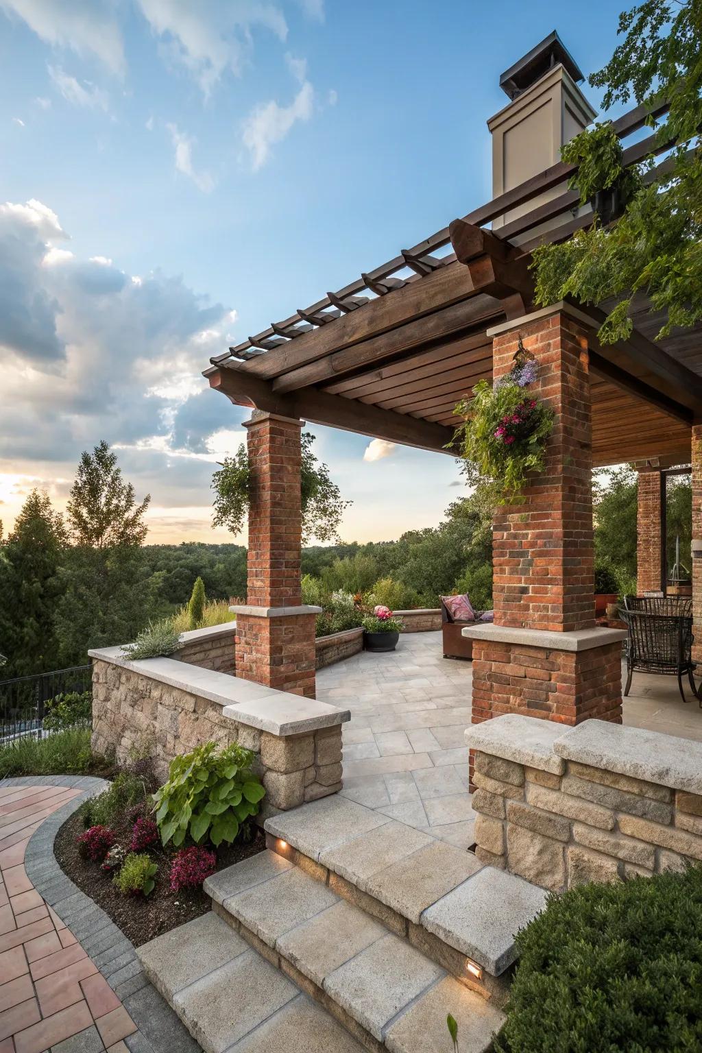 Stone and brick patios offer a timeless and durable aesthetic.